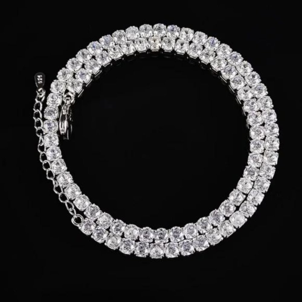 NEW “18” 925 STERLING SILVER DIAMOND NECKLACE, NICE NECKLACE, CUTE NECKLACE - Picture 3 of 4